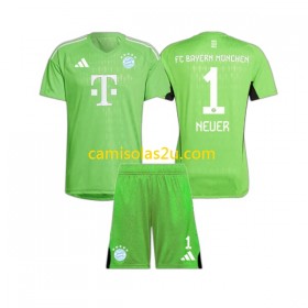 Camisolas de futebol FC Bayern München Manuel Neuer 1 Guarda Redes Criança Equipamento Alternativa 2023/24 Manga Curta